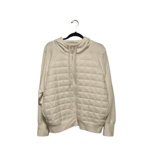 Old Navy Active Puffer Zipper Hoodie Sweatshirt Coat White Size XXL Workout